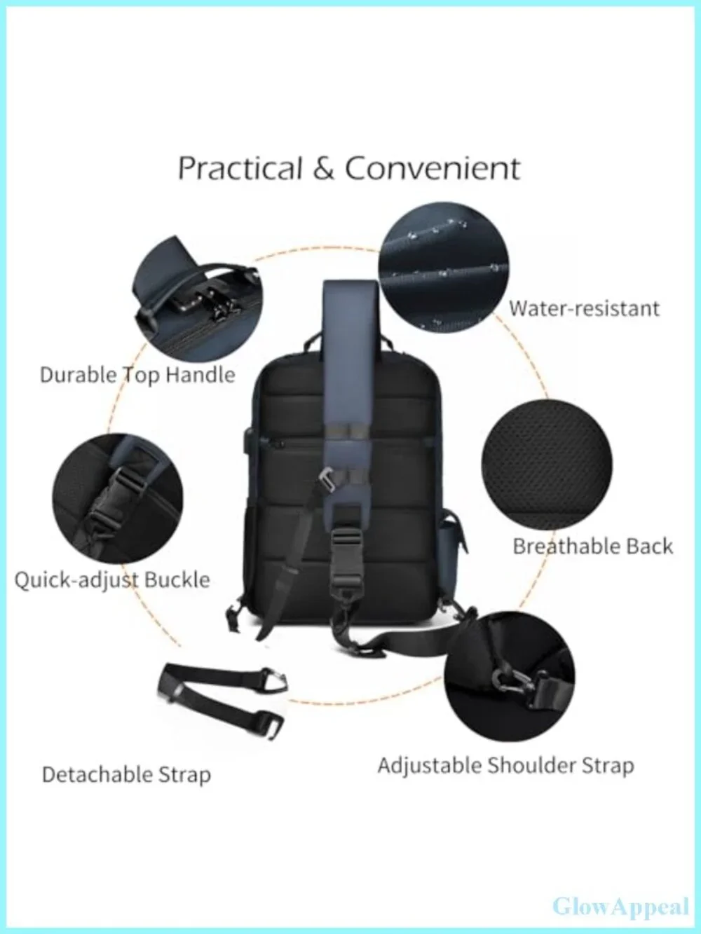 13L Water-Resistant Crossbody Messenger Bag Multi-Pocket Sling